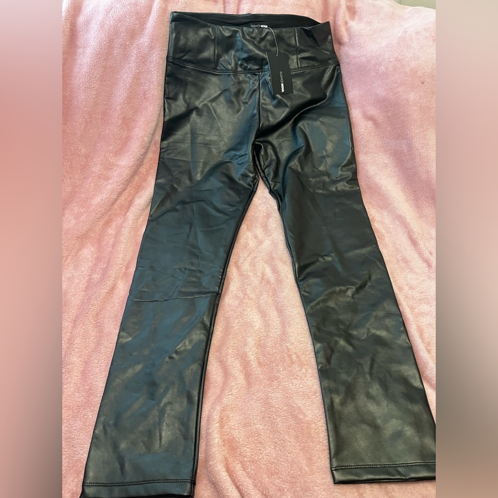 Fashion Nova Black Faux Leather Skinny Jeans